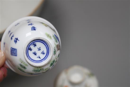 A group of six Chinese porcelain bowls, 6.2cm to 29cm diameter